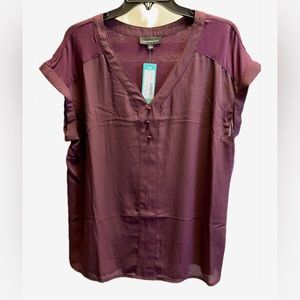 NWT - Fortune + Ivy Mixed Materials Blouse SZ XL